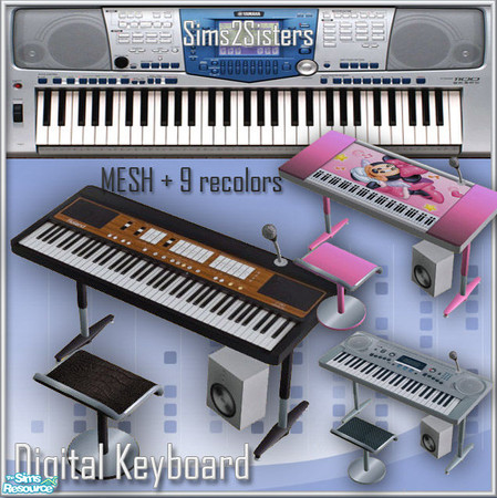 Sims 2 — S2S Digital Keyboards - Set by sims2sisters — 1 mesh and 9 recolors. Fun 10, + Creativity