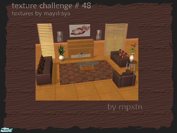 Sims 2 — Texture Challenge 48 "Lucia Lounge" by rpaxton — Texture Challenge 48 recolor of Shakeshaft's