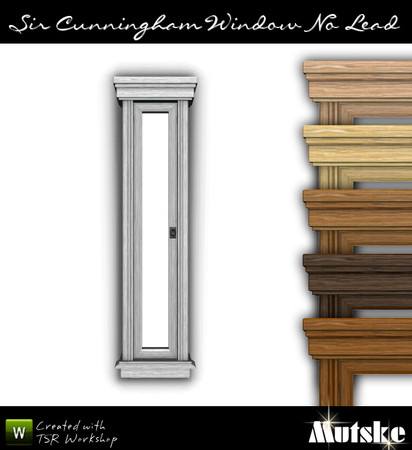 Sims 3 — Window Sir Cunningham 1x1 Tall Small No Lead by Mutske — Matches the Sir Cunningham Window. 4 Recolorable part.