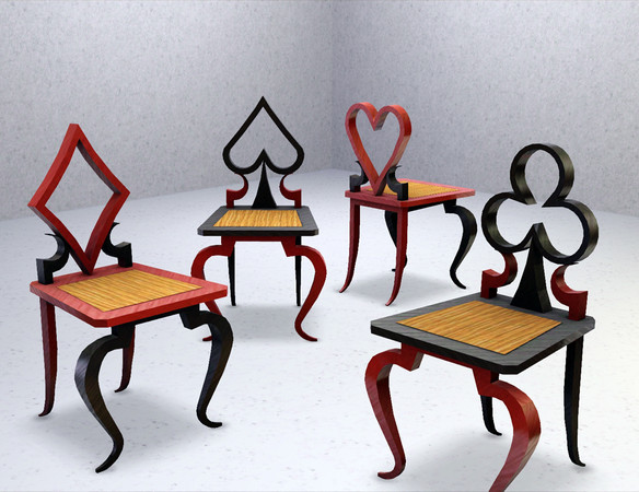 Sims 3 — Alice Dining Set by Cyclonesue — Inspired by Alice In Wonderland, a cards-themed dining set - fully Pets