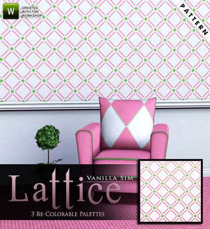 Sims 3 — Lattice by Vanilla Sim — Pattern 3 in my Pink Jardin Pattern Set. Pictured on the new TS3 Arizona Chair by Holy