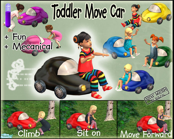 Sims 2 — Toddler Moving Car by solfal — A playable toy car that moves a little bit forward and back again. Adds fun and