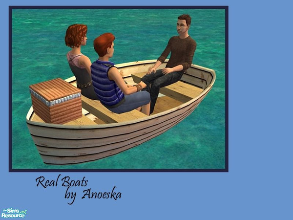Sims 2 — Real Boats - Boat for ponds or terrainpaint by AnoeskaB — Real sittable boat for placement on ponds (sims can
