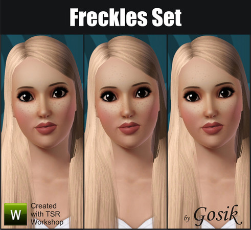 Sims 3 — Freckles Set by Gosik — A set of original game freckles converted to makeup, includes three different