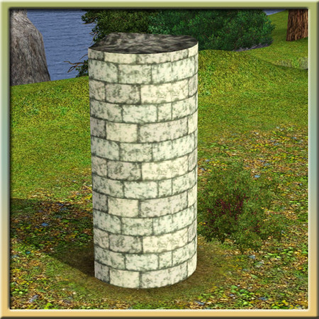 Sims 3 — Turret Base (quarter column) by Cyclonesue — Designed to fit into building corners. Use this base part, add a