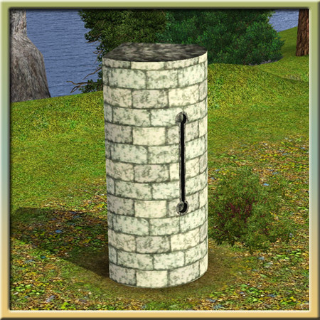 Sims 3 — Turret Base with Window (quarter column) by Cyclonesue — Wih window. Designed to fit into building corners. Use