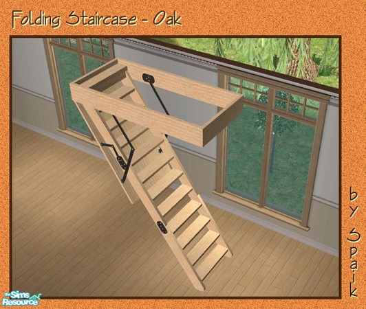 Sims 2 — Folding Staircase - Oak REC by Spaik — Recolour in light wood of my Folding Staircase.