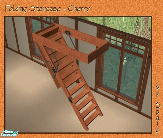 Sims 2 — Folding Staircase - Cherry REC by Spaik — Recolour in cherry wood of my Folding Staircase.