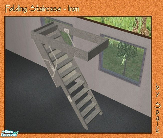 Sims 2 — Folding Staircase - Iron REC by Spaik — Recolour in galvanized iron of my Folding Staircase.