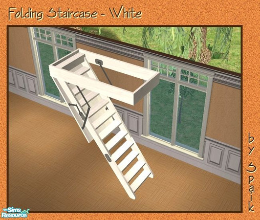 Sims 2 — Folding Staircase - White REC by Spaik — Recolour in white wood of my Folding Staircase.