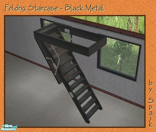 Sims 2 — Folding Staircase - Black REC by Spaik — Recolour in black enamelled metal of my Folding Staircase.