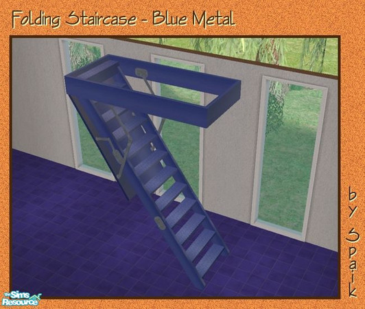 Sims 2 — Folding Staircase - Blue REC by Spaik — Recolour in blue enamelled metal of my Folding Staircase.