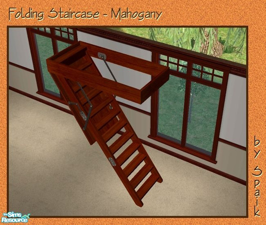 Sims 2 — Folding Staircase - Mahogany REC by Spaik — Recolour in dark wood of my Folding Staircase.