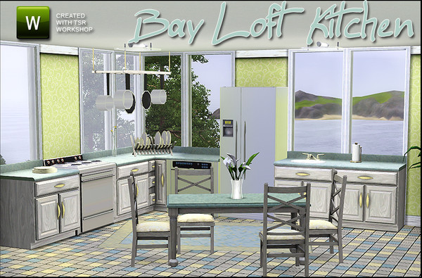 Sims 3 — Bay Loft Kitchen by sim_man123 — New kitchen mesh set. Contains 7 items - Counter (with working corner version),