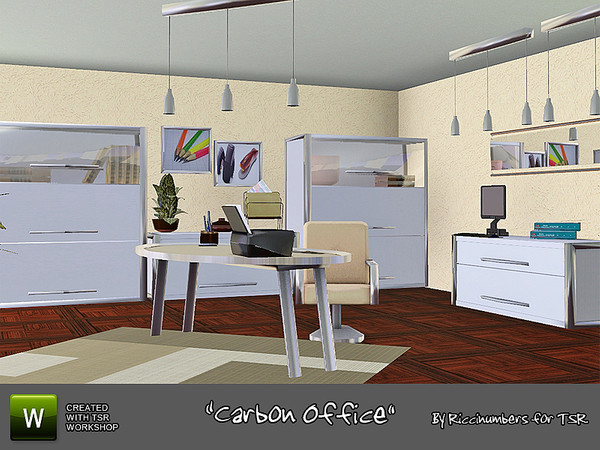 Sims 3 — Carbon Office by TheNumbersWoman — A Modern Office for your Poorest Sims. Includes 11 Meshes
