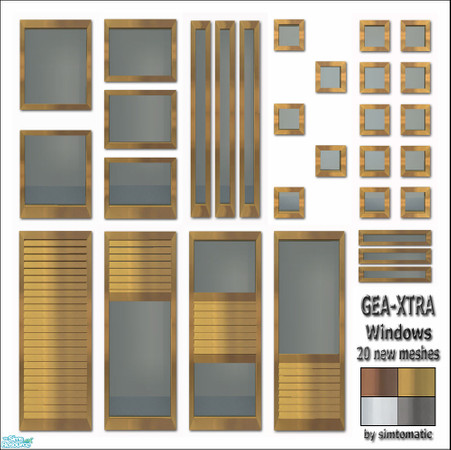Sims 2 — GEA-XTRA Windows Mesh Set by simtomatic — 10 new 1-tile window meshes to co-ordinate with the rest of the GEA