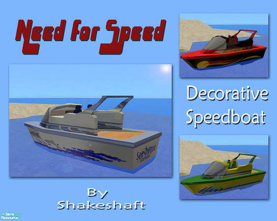Sims 2 — Need For Speed  by Shakeshaft — A set of decorative speedboats for your simmies to enjoy, can be placed on