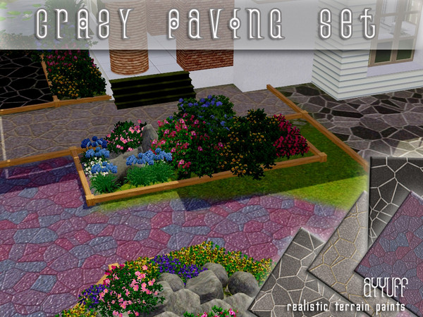 Sims 3 — Crazy Paving Set by ayyuff — 4 terrain paints