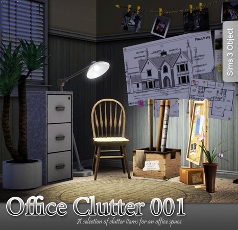 Sims 3 — Office Clutter 001 by AppleFall — A small collection of clutter items for your office spaces! Download and