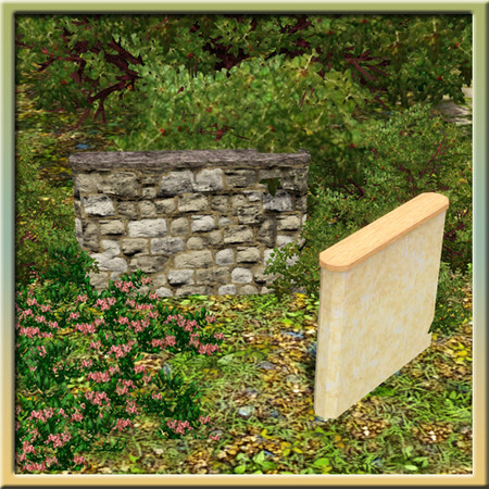 Sims 3 — Half-wall with top trim by Cyclonesue — Half a wall gives your Sims half the protectiveness but twice the