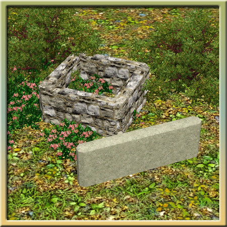 Sims 3 — Plain quarter-height wall by Cyclonesue — A simple, untopped quarter-height plain wall. By Cyclonesue for TSR