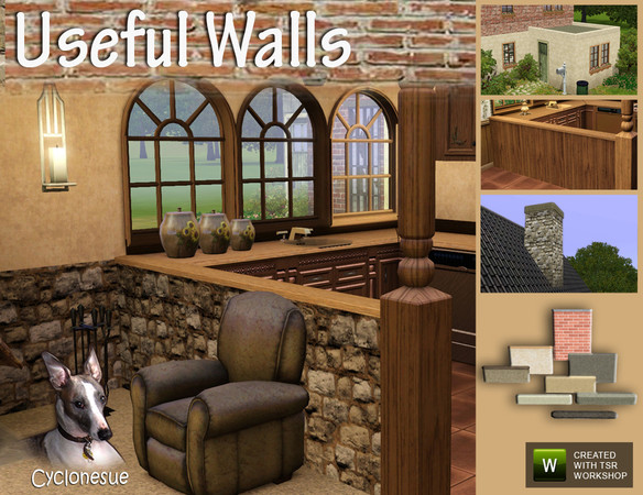 Sims 3 — Useful Walls by Cyclonesue — Whether you're missing the mysteriously absent half wall, need tops for your