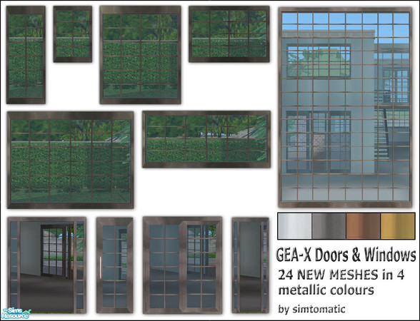 Sims 2 — GEA-X Doors & Windows by simtomatic — A second new doors and windows set, GEA-X, to compliment the plain GEA