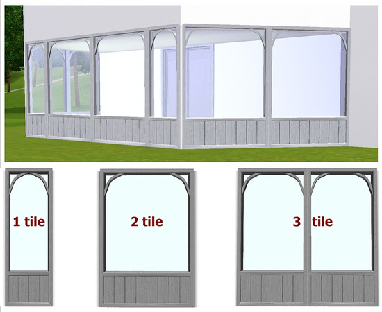 Sims 3 — Sunroom Windows by Dgandy — Glassed in sunroom windows are available in single, double or 3-tile widths (has 2