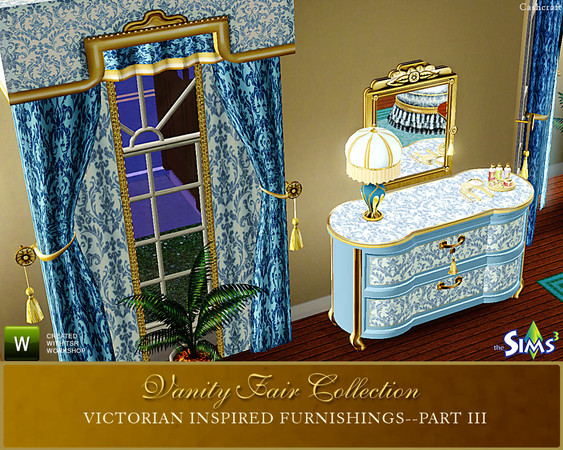 Sims 3 — Vanity Fair Part III  by Cashcraft — Vanity Fair Part III, is a mini-set of antique furnishings for the bedroom.