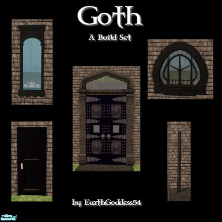 Sims 2 — Goth Build Set by EarthGoddess54 — A set of black build items, made on request for RhayvenundPeanut. Set