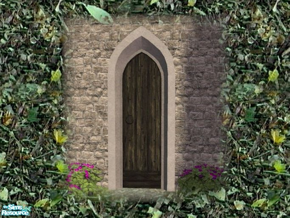 Sims 2 — Gothic Door Recolour - Oak by Cyclonesue — Don't forget to download the MASTER mesh! See 'Get mesh at TSR' link.