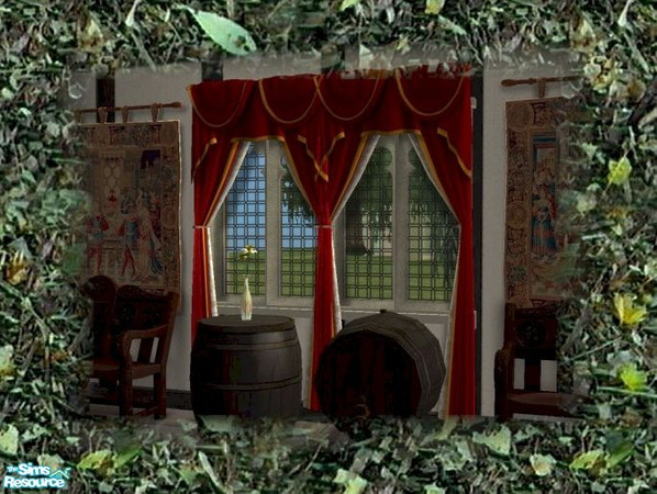 Sims 2 — Modified Maxis Wide Curtains (diagonal) by Cyclonesue — DIAGONAL! Repositioned Maxis curtains to fit correctly