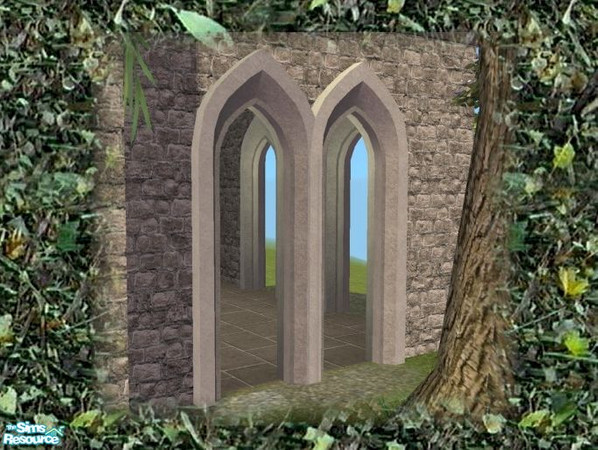 Sims 2 — Gothic Arch (Diagonal) by Cyclonesue — Don't forget to download the MASTER door mesh! See 'Get mesh at TSR'