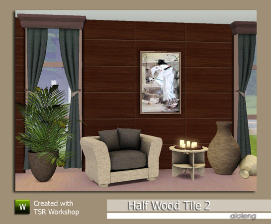Sims 3 — Half Wood Tile 2 by aloleng — Half Wood Tile 2 - used at walls
