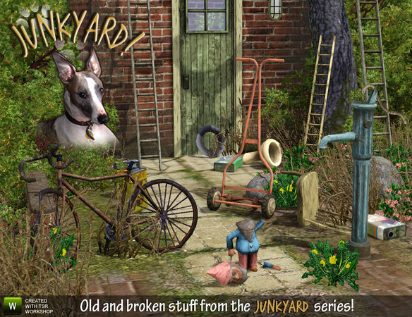 Sims 3 — Garden Junk by Cyclonesue — Old and broken junk for throwing in the garden! Broken gnomes, old water pump,