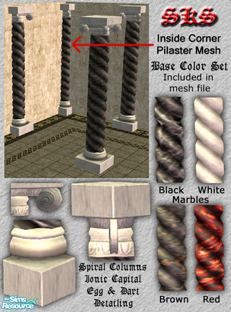 Sims 2 — Spiral Columns With Ionic Capitol - Corner Pilaster-Mesh by 71robert13 — Ornamental Corner Pilaster to match my
