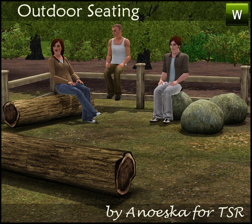 Sims 3 — Outdoor Seating by AnoeskaB — Your sims are getting tired while they search for bugs, gems and rocks? Give your