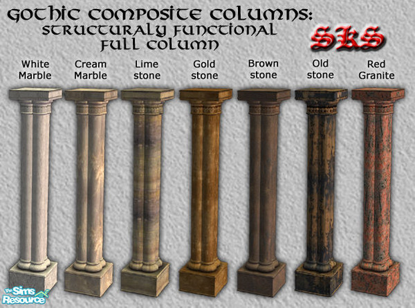 Sims 2 — Gothic Composite Column: Full Structural by 71robert13 — Gothic Composite column featuring doric capital &