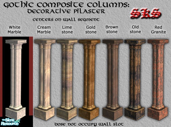 Sims 2 — Gothic Composite Column Set - Pilaster - Standard by 71robert13 — Gothic Composite Pilaster featuring doric