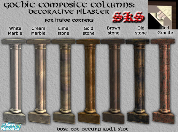 Sims 2 — Gothic Composite Column Set - Inside Corner by 71robert13 — Gothic Composite Pilaster featuring doric capital