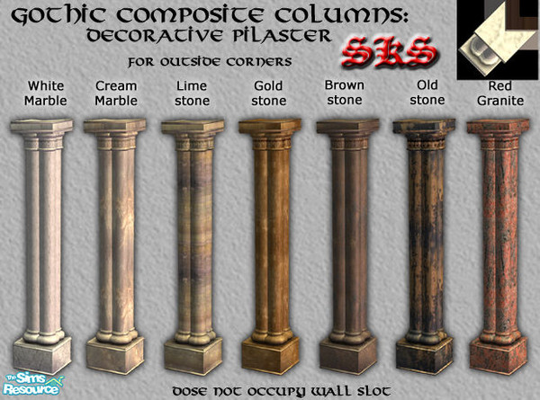 Sims 2 — Gothic Composite Column Set - Outside Corner by 71robert13 — Gothic Composite Pilaster featuring doric capital