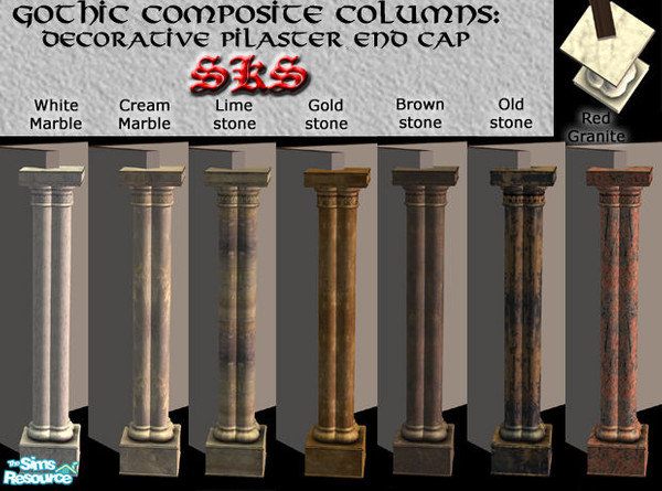 Sims 2 — Gothic Composite Column Set - End Cap by 71robert13 — Gothic Composite Pilaster featuring doric capital &