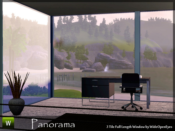 Sims 3 — Panorama 3 Tile Full Window by wideopeneyes — A three tile window that goes from floor to ceiling.