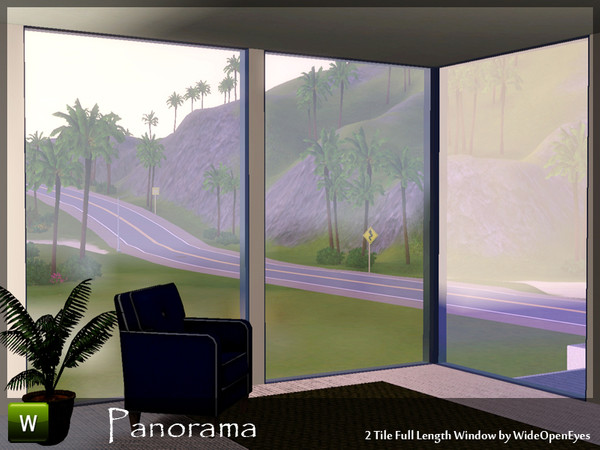 Sims 3 — Panorama Full 2 Tile Window by wideopeneyes — A two tile window that goes from floor to ceiling.