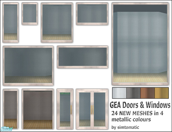Sims 2 — GEA Doors & Windows Set by simtomatic — New objects work perfectly with the Civic Walkin Curtains, Blinds