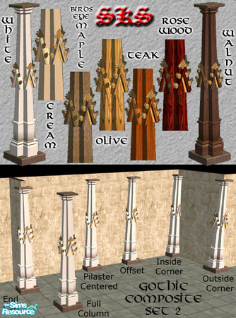 Sims 2 — Gothic Square Composite Columns-Pediment set by 71robert13 — Based on columns from the Tomb of Philip the Bold,