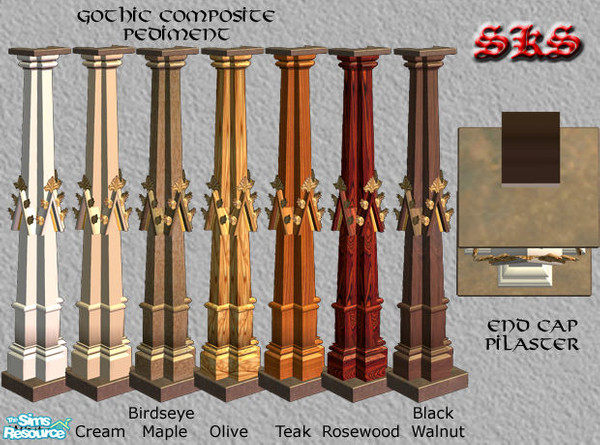 Sims 2 — Gothic Square Composite Columns-Pediment - End Cap by 71robert13 — Based on columns from the Tomb of Philip the