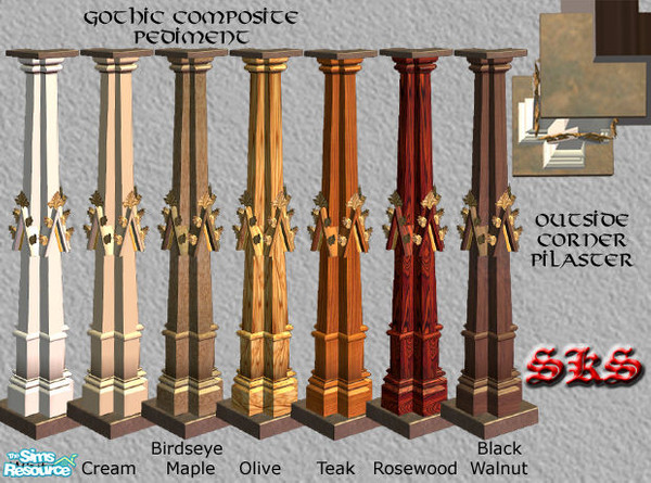 Sims 2 — Gothic Square Composite Columns-Pediment - Outside by 71robert13 — Based on columns from the Tomb of Philip the