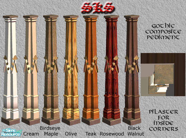 Sims 2 — Gothic Square Composite Columns-Pediment - Inside by 71robert13 — Based on columns from the Tomb of Philip the