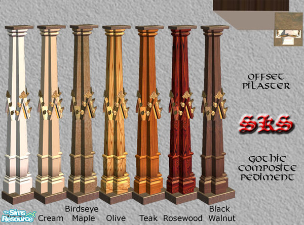 Sims 2 — Gothic Square Composite Columns-Pediment - Offset by 71robert13 — Based on columns from the Tomb of Philip the